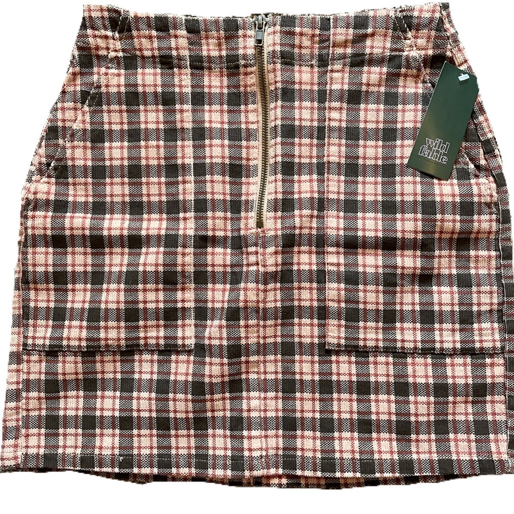 NWT Wild Fable Plaid Skirt Front Zipper w/ Pockets